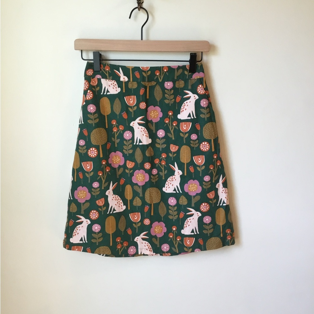 Modcloth x Princess Highway Adorable Green Rabbit Print Skirt NWT